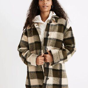 Madewell Belrose Plaid Shirt-Jacket Green Shacket Size XL